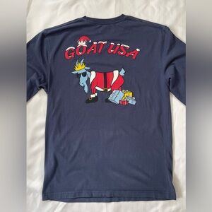 GOAT USA Santa Graphics Long Sleeve Navy Shirt Adult Medium